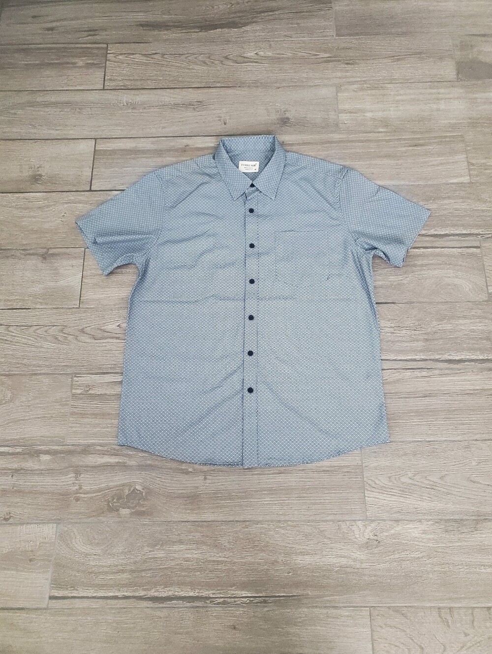 FOHEMR polyester blend printed pocketed short sleeve shirt